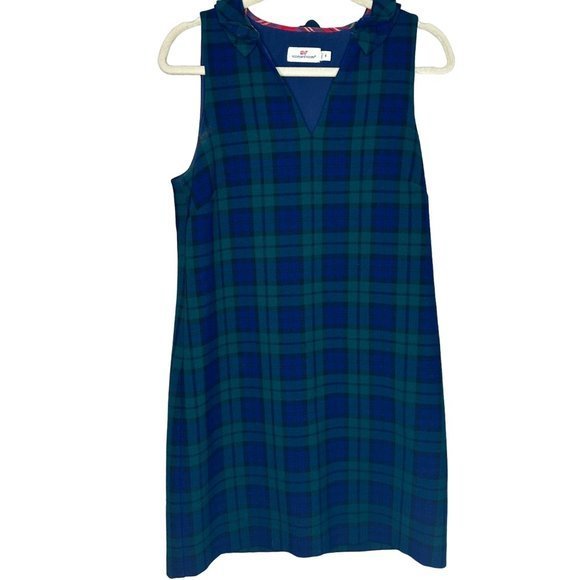 Vineyard Vines Blackwitch Meredith Ruffle Neck Midi Length Dress Plaid Size 6 - Picture 1 of 4
